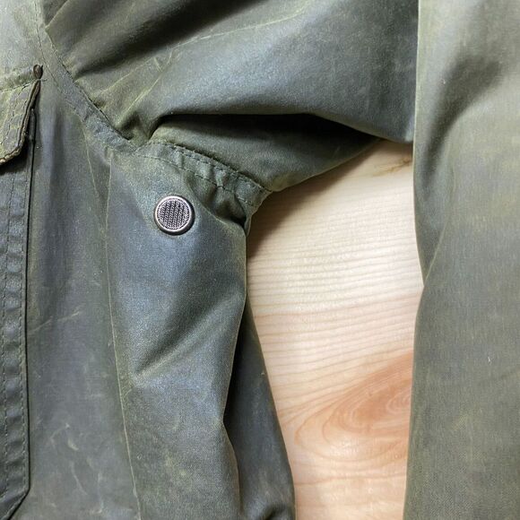 VINTAGE Viyella Jacket 42 Olive Green Wax Coat Empire Collection England Made - Picture 5 of 16